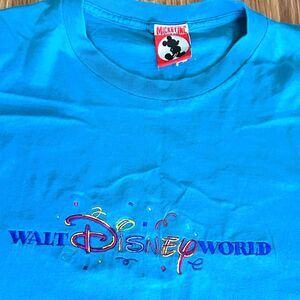 Walt Disney World Mickey Mens L T Shirt Rainbow Embroidered Stitch Original Tee